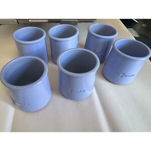La Fermière Cermer French Terracotta Yogurt Pots of 6 Periwinkle Blue + Zodiac